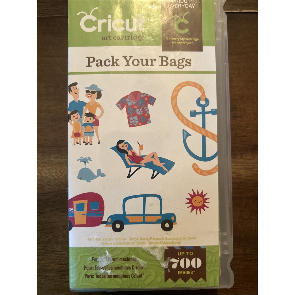 Cricut PACK YOUR BAGS Vacation Shapes Cartridge 2000930 Up to 700 Images